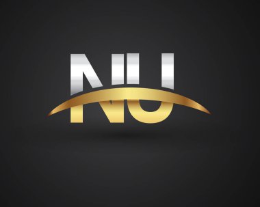 Gümüş ve altın harf nu vektör çizim