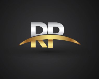 Gümüş ve altın harfler rp vektör çizim