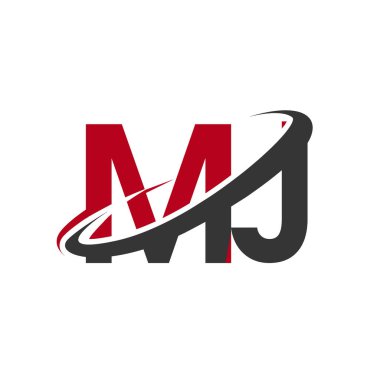 Kırmızı ve siyah harfler mj vektör çizim