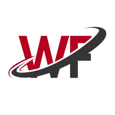 Kırmızı ve siyah harfler wf vektör çizim