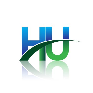 mavi ve yeşil harfler hu vektör çizim