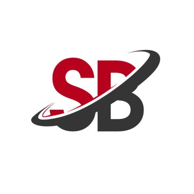 Kırmızı ve siyah alfabesi harfleri sb basit vektör çizim