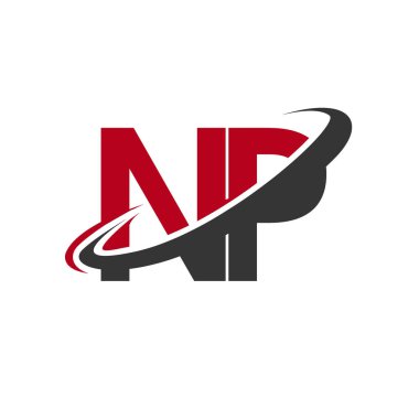 Kırmızı ve siyah harfler np vektör çizim