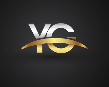 Gümüş ve altın harfler yg vektör çizim