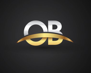 Gümüş ve altın harfler ob vektör çizim