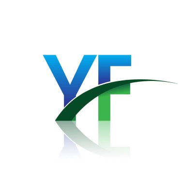 mavi ve yeşil harfler yf vektör çizim