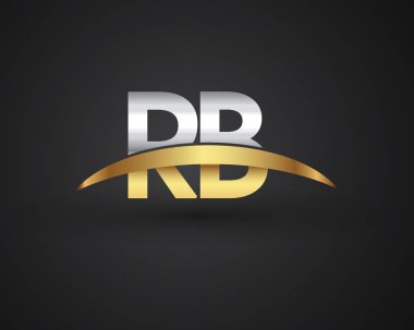 rb vektör çizim gümüş ve altın harfler