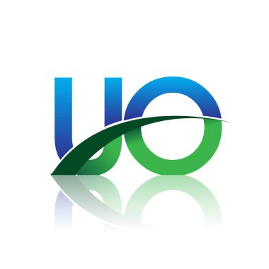 mavi ve yeşil harfler uo vektör çizim