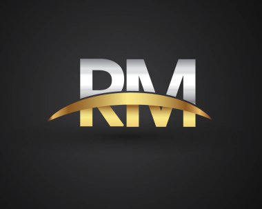 Gümüş ve altın harfler rm vektör çizim