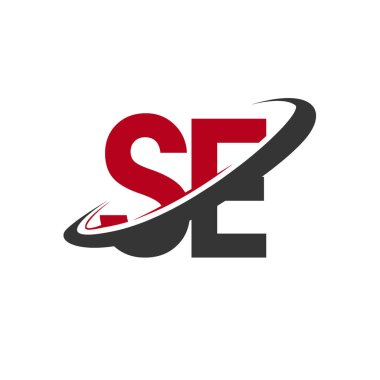 Kırmızı ve siyah alfabesi harfleri se basit vektör çizim