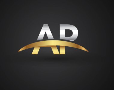 ap vektör çizim gümüş ve altın harfler