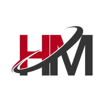 Kırmızı ve siyah harfler hm vektör çizim