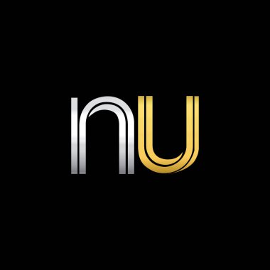 Gümüş ve altın harf nu vektör çizim