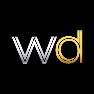 wd vektör çizim gümüş ve altın harfler
