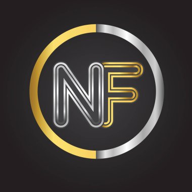 nf vektör çizim altın harfler