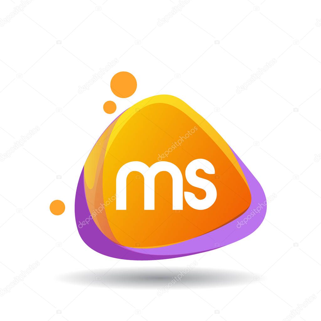 Colorful vector logotype with letters ms