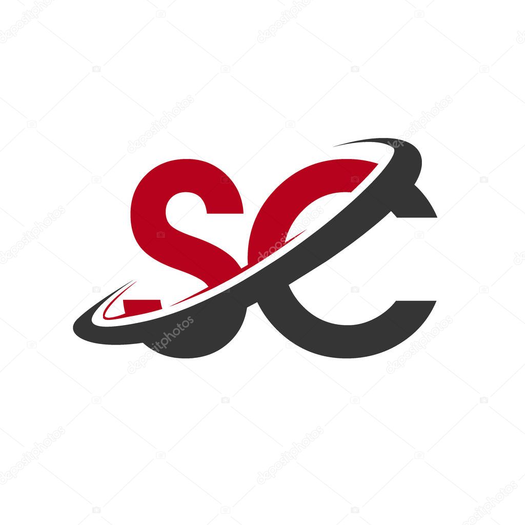 simple vector illustration of red and black alphabet letters sc