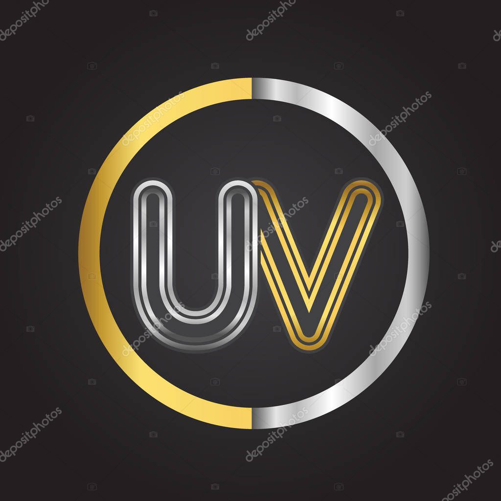 Vector illustration of  golden letters uv