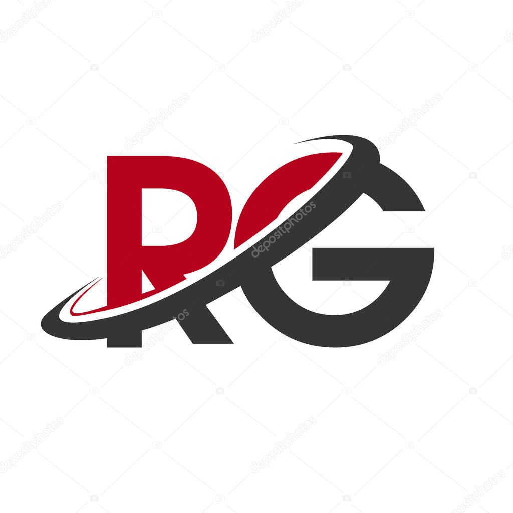 Simple graphic vector illustration of red and black alphabet letters rg