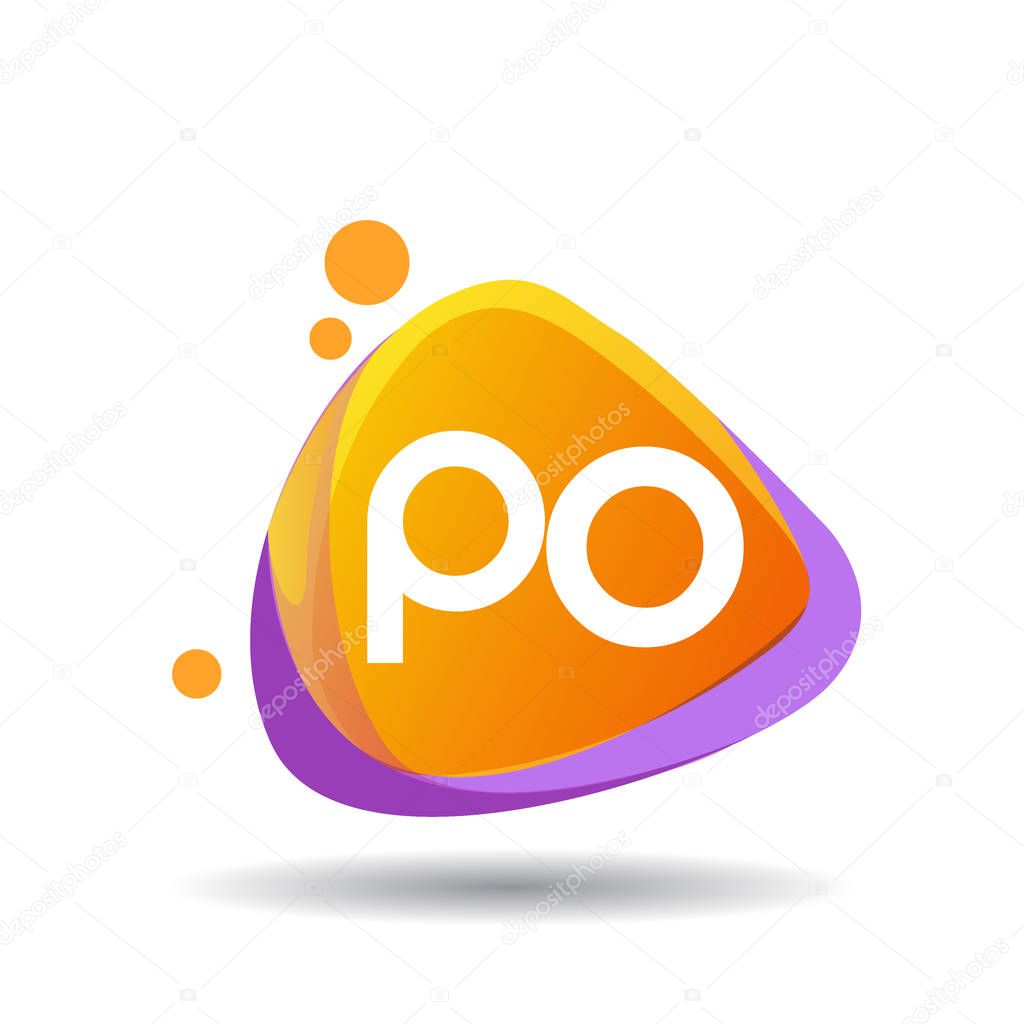 Colorful vector logotype with letters po