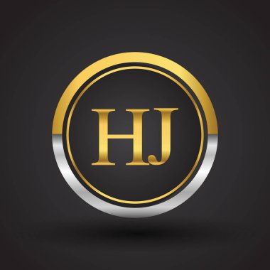 Gümüş ve altın harfler hj vektör çizim