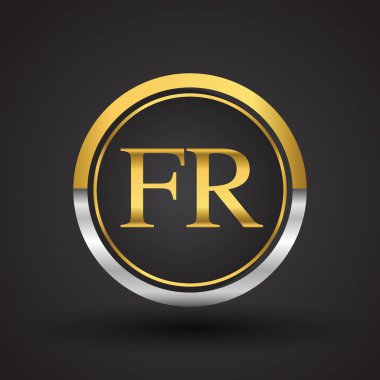 fr vektör çizim gümüş ve altın harfler
