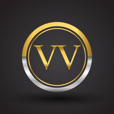 Gümüş ve altın harfler vv vektör çizim