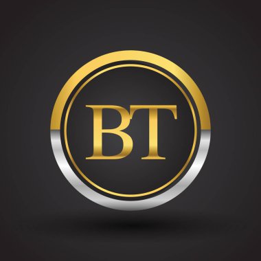 bt vektör çizim gümüş ve altın harfler