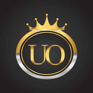 Gümüş ve altın harfler uo vektör çizim