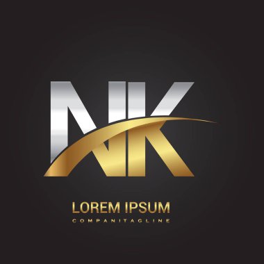 Gümüş ve altın harfler nk çizimi vektör