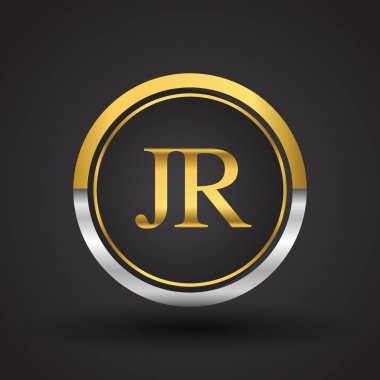 jr vektör çizim gümüş ve altın harfler