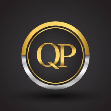 qp vektör çizim gümüş ve altın harfler