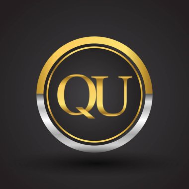 Gümüş ve altın harfler qu vektör çizim