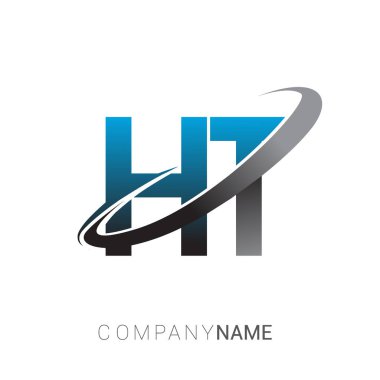 mavi ve siyah harfler ht vektör çizim