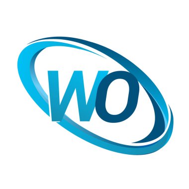 Mavi vektör çizim wo mektuplar