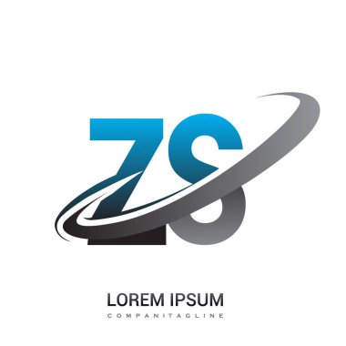 mavi ve siyah harfler zs vektör çizim