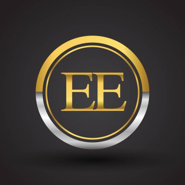 Gümüş ve altın harfler ee vektör çizim