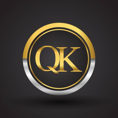 Gümüş ve altın harfler qk vektör çizim