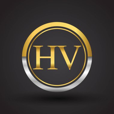 Gümüş ve altın harf hv vektör çizim