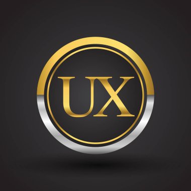 Gümüş ve altın harfler ux vektör çizim