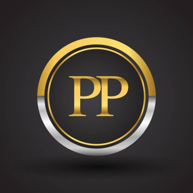 Gümüş ve altın harfler pp vektör çizim