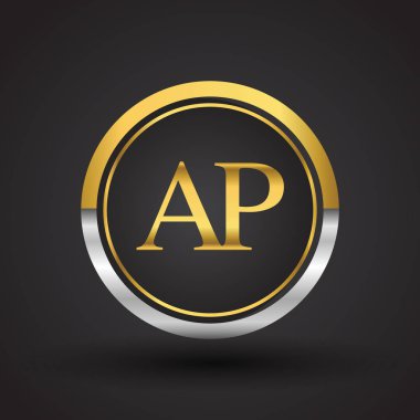 ap vektör çizim gümüş ve altın harfler