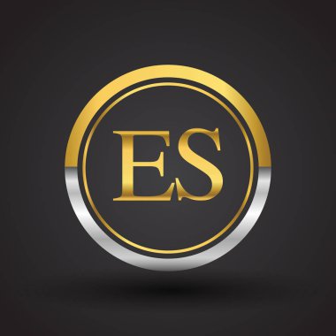 Gümüş ve altın harf es vektör çizim