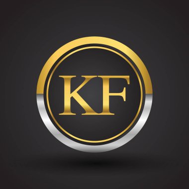 Gümüş ve altın harfler kf vektör çizim