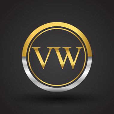 Gümüş ve altın harfler vw vektör çizim