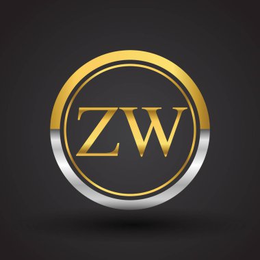 Gümüş ve altın harfler zw vektör çizim
