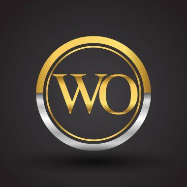 wo vektör çizim gümüş ve altın harfler