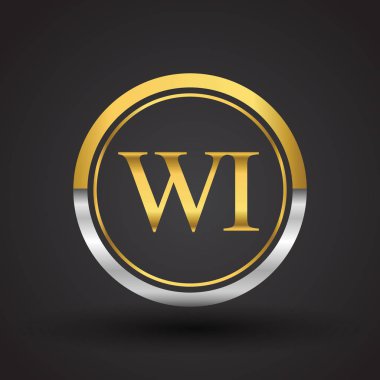 wi vektör çizim gümüş ve altın harfler