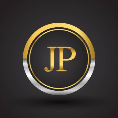 jp vektör çizim gümüş ve altın harfler