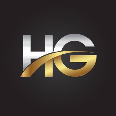 Gümüş ve altın harfler hg çizimi vektör